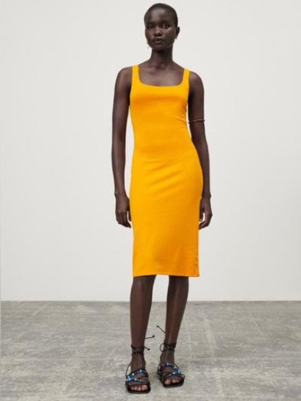 Small Zara Bright Orange Tank Dress Day to Night Vacation Summer Dress 90s Vibes